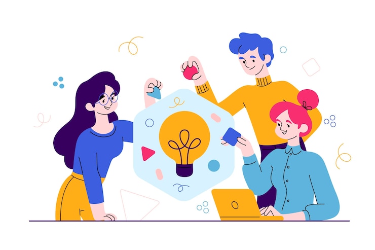 Gratis Vector hand getekend kleurrijk innovatieconcept