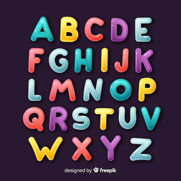Hand getekend kleurrijke alfabet Gratis Vector
