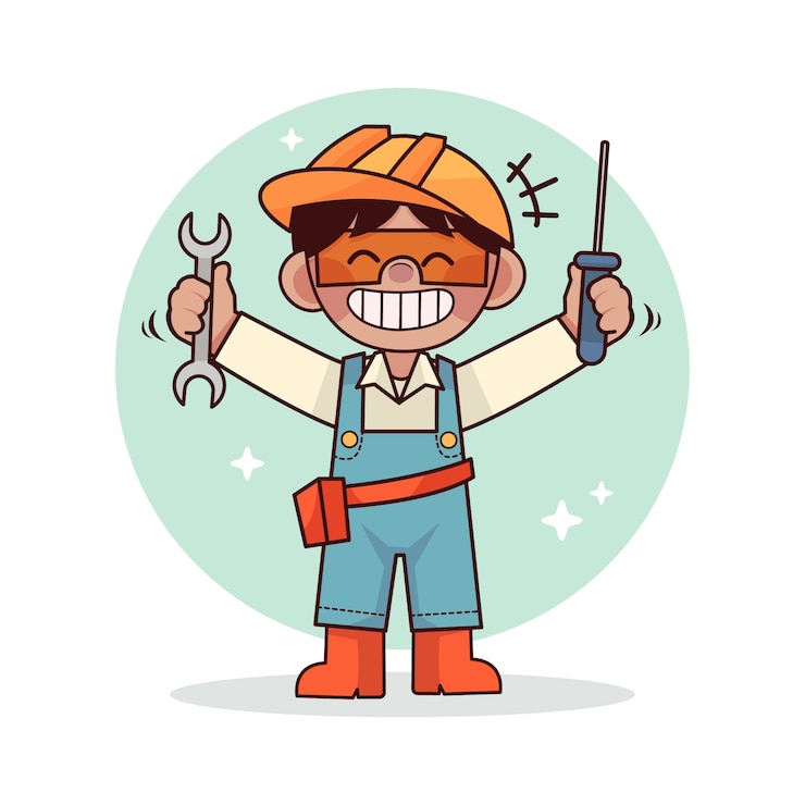 Gratis Vector hand getekend klusjesman cartoon afbeelding