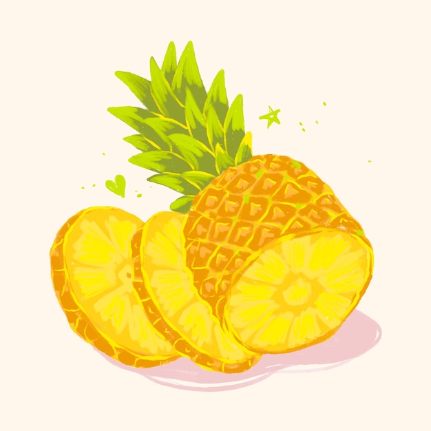 Gratis vector hand getekend krijt ananas illustratie