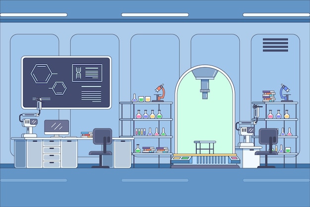 Gratis vector hand getekend laboratorium kamer illustratie