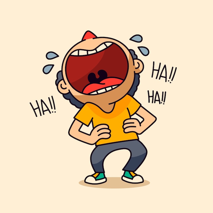 Gratis Vector hand getekend lachende cartoon afbeelding