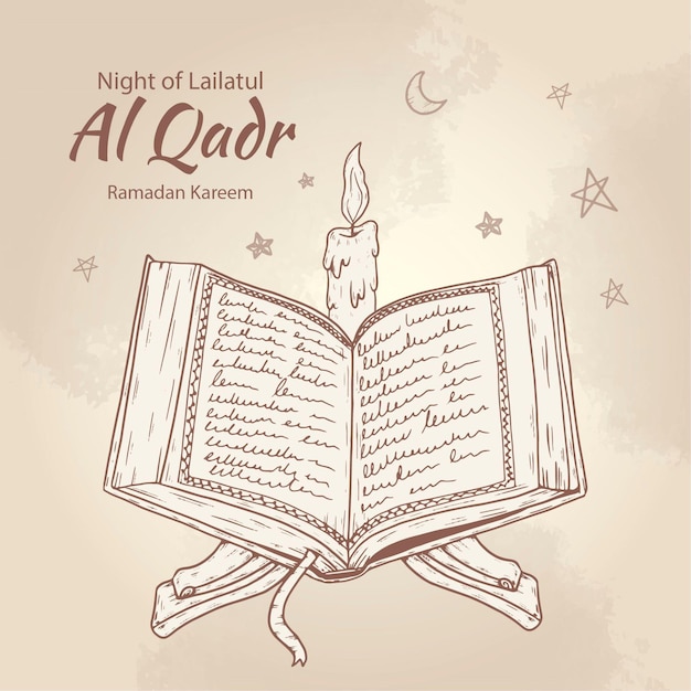 Hand getekend laylat al-qadr illustratie