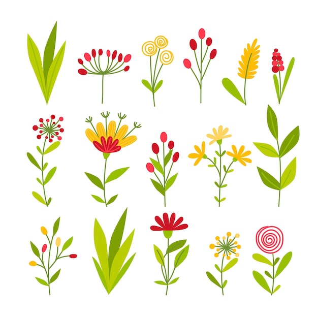 Gratis vector hand getekend lentebloem collectie