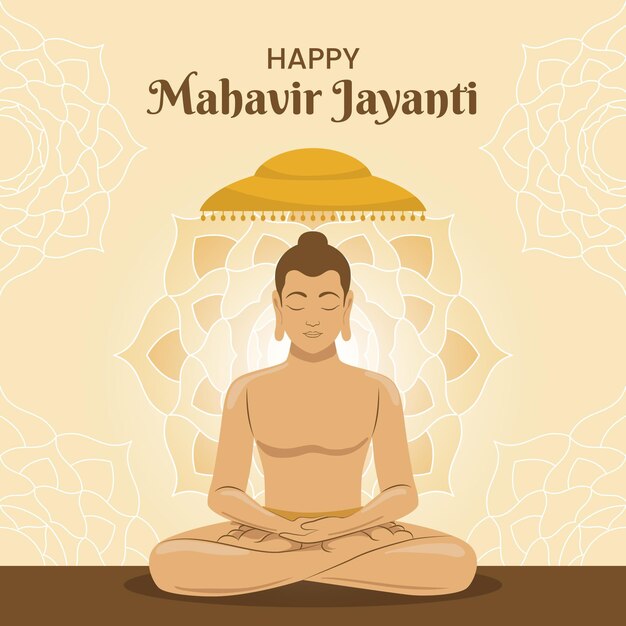 Hand getekend mahavir jayanti illustratie