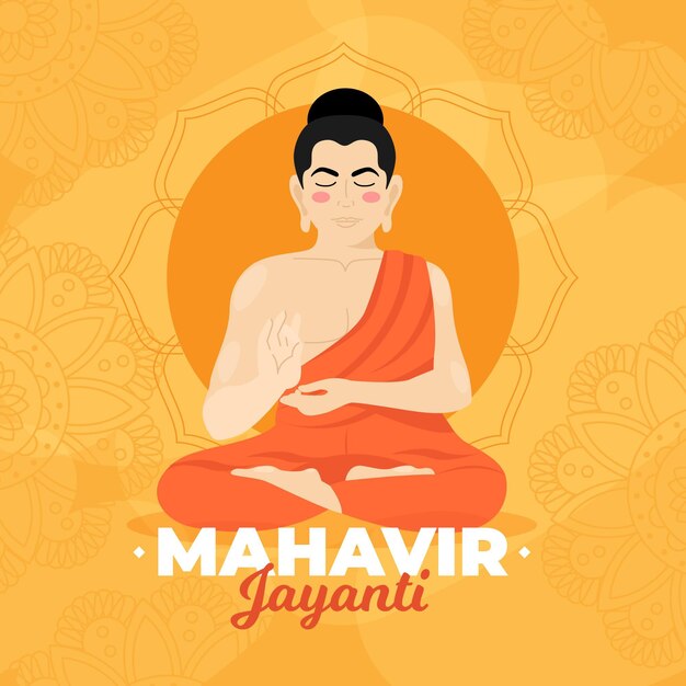 Hand getekend mahavir jayanti illustratie