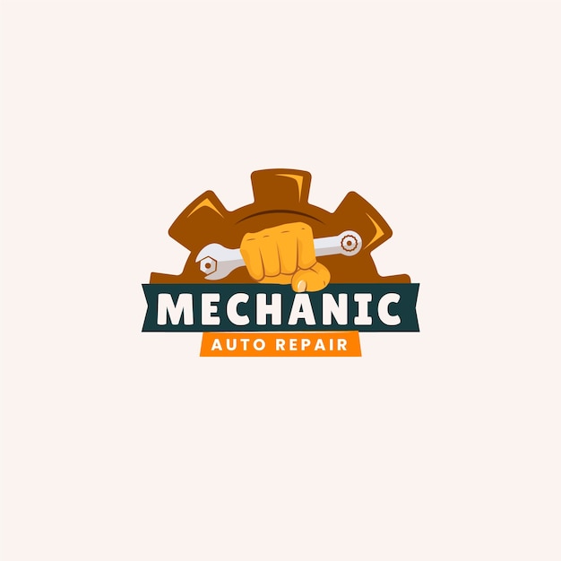 Gratis vector hand getekend mechanisch reparatie logo