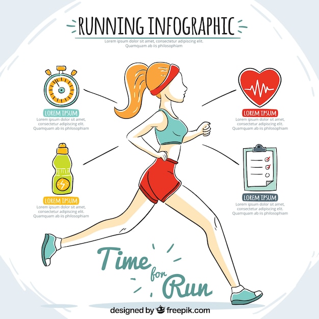 Hand getekend meisje dat infographic loopt