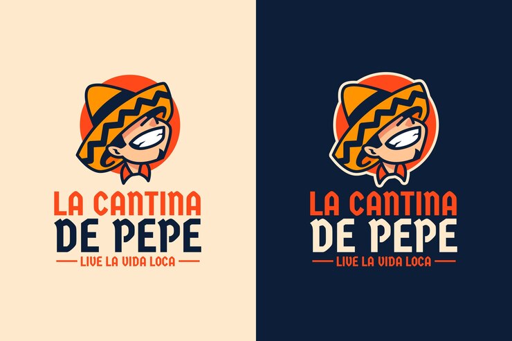 Hand getekend Mexicaanse bar logo sjabloon