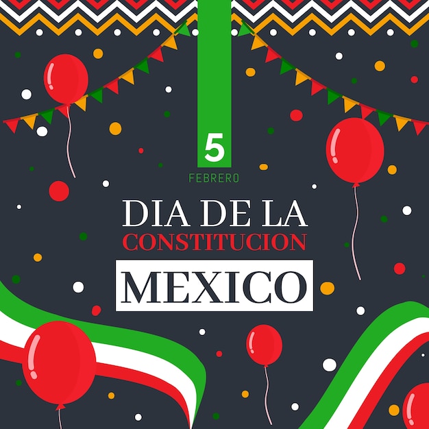 Gratis vector hand getekend mexicaanse grondwet dag