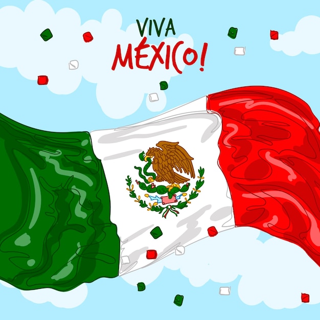 Hand getekend mexicaanse onafhankelijkheidsdag concept