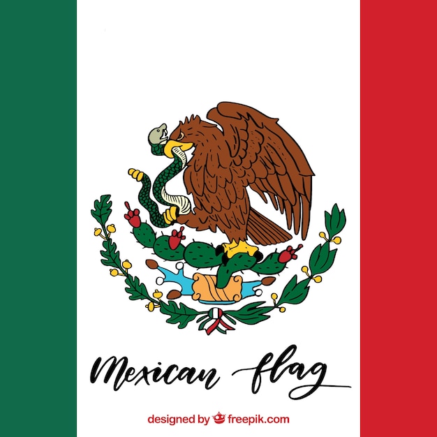 Hand getekend Mexicaanse vlag achtergrond