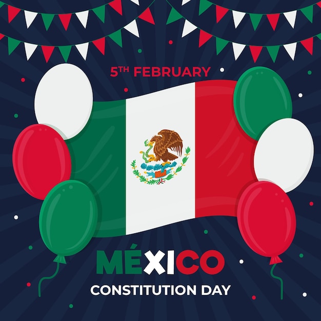 Gratis vector hand getekend mexico grondwet dag