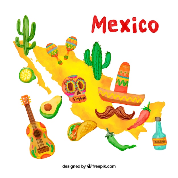 Hand getekend mexico kaart