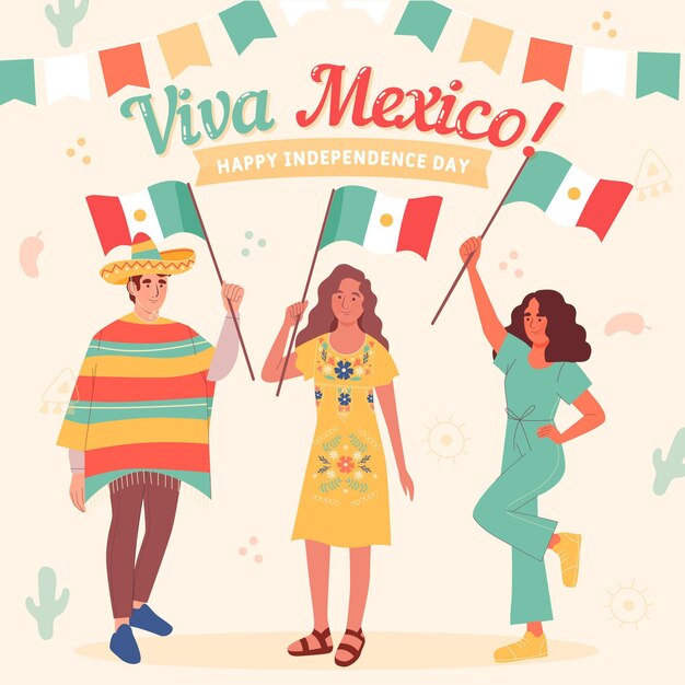 Hand getekend Mexico onafhankelijkheidsdag