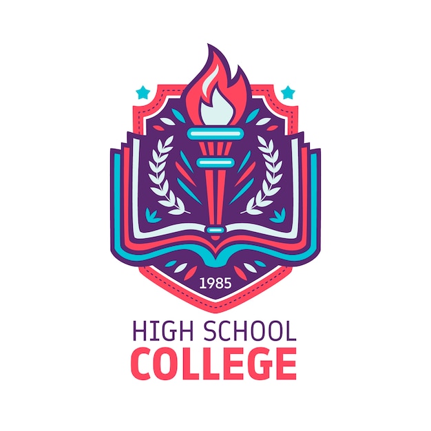 Hand getekend middelbare school logo-ontwerp