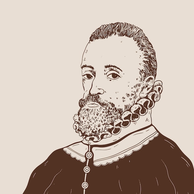 Gratis vector hand getekend miguel de cervantes illustratie