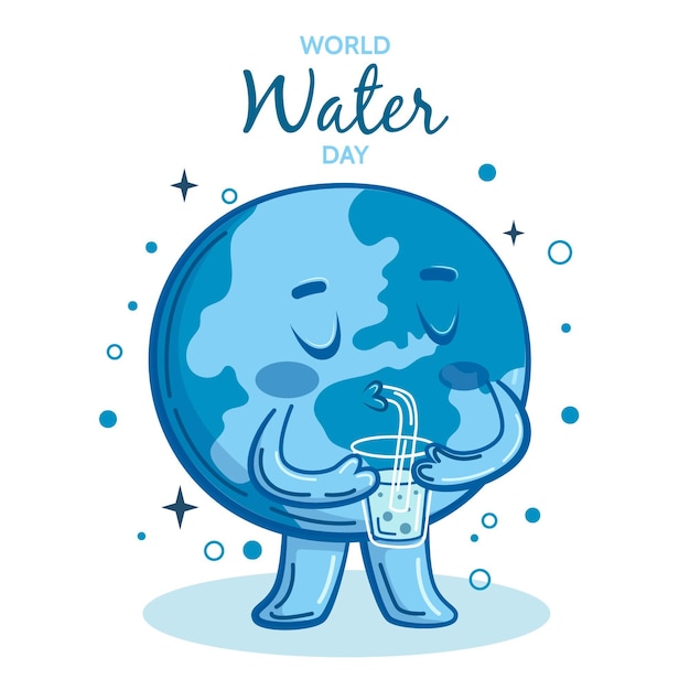 Gratis vector hand getekend milieu wereld water dag