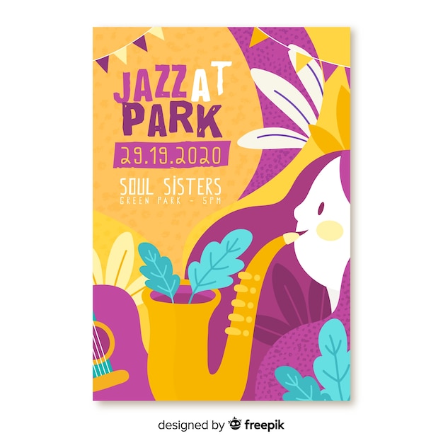 Hand getekend muziek jazz op park festival poster