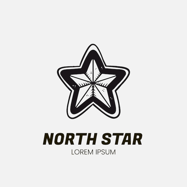 Gratis vector hand getekend north star-logo