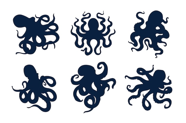 Hand getekend octopus silhouet