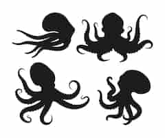 Gratis vector hand getekend octopus silhouet