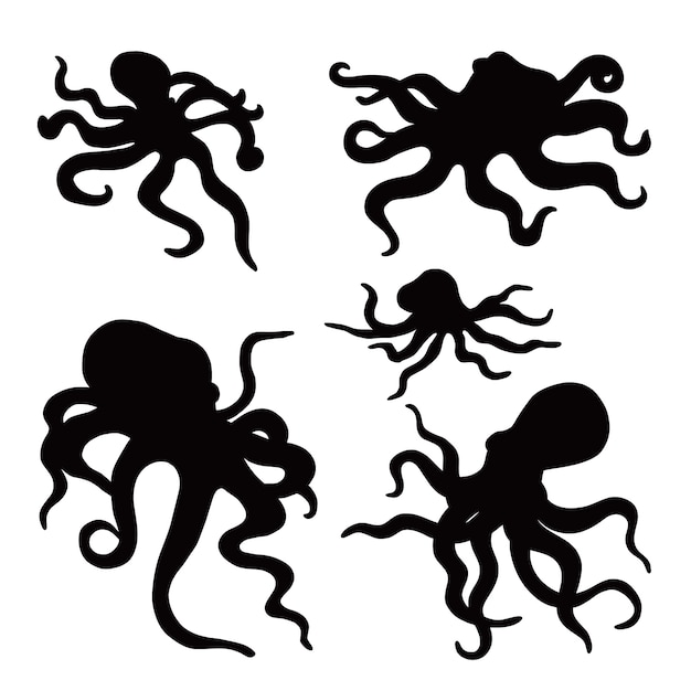 Gratis vector hand getekend octopus silhouet