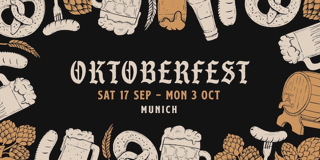 Gratis vector hand getekend oktoberfest achtergrond