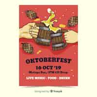 Gratis vector hand getekend oktoberfest flyer sjablonen