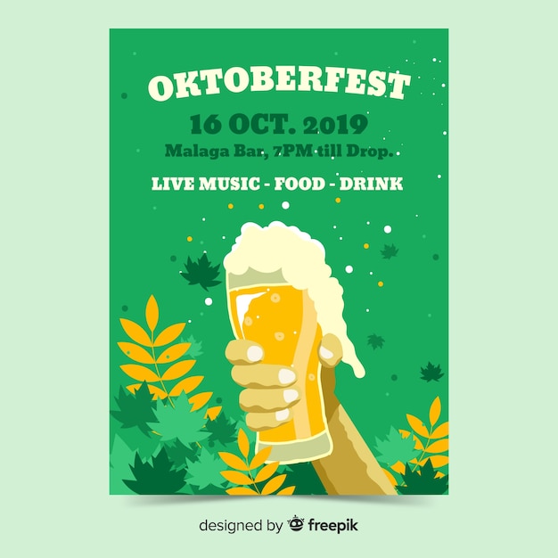 Hand getekend oktoberfest flyer sjablonen