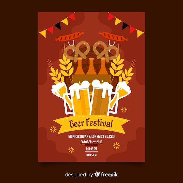 Gratis vector hand getekend oktoberfest flyer