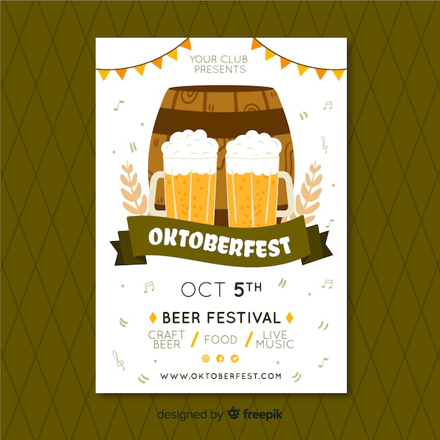 Gratis vector hand getekend oktoberfest poster sjabloon