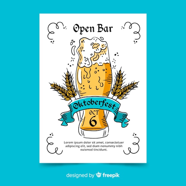 Gratis vector hand getekend oktoberfest poster sjabloon