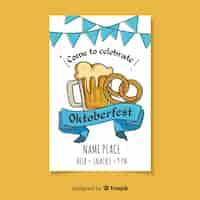 Gratis vector hand getekend oktoberfest poster sjabloon