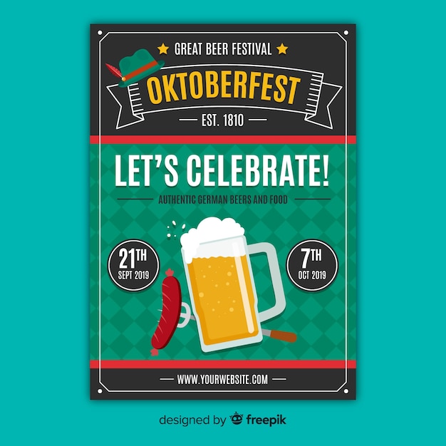 Hand getekend oktoberfest poster sjabloon