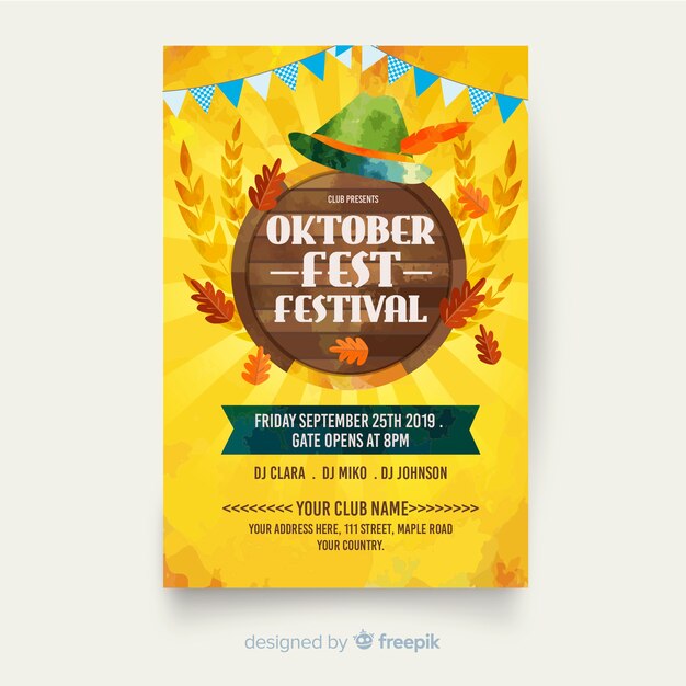 Gratis vector hand getekend oktoberfest poster sjabloon