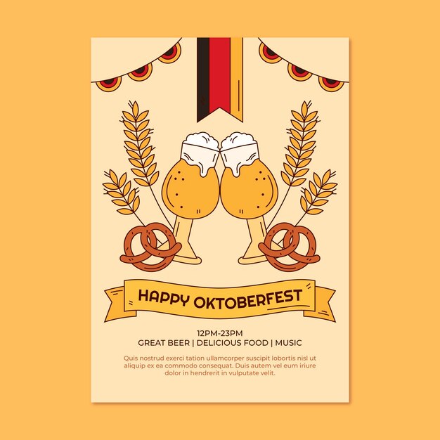 Hand getekend oktoberfest verticale flyer-sjabloon