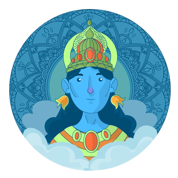 Gratis vector hand getekend ontwerp voor ram navami