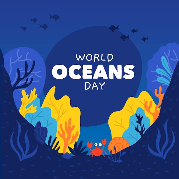 Hand getekend ontwerp wereld oceanen dag