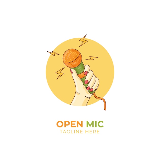 Hand getekend open microfoon-logo