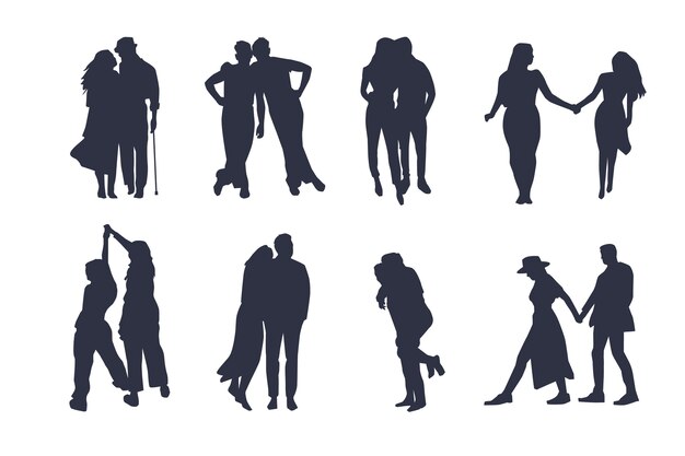 Hand getekend paar silhouet
