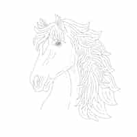 Gratis vector hand getekend paard hoofd overzicht illustratie