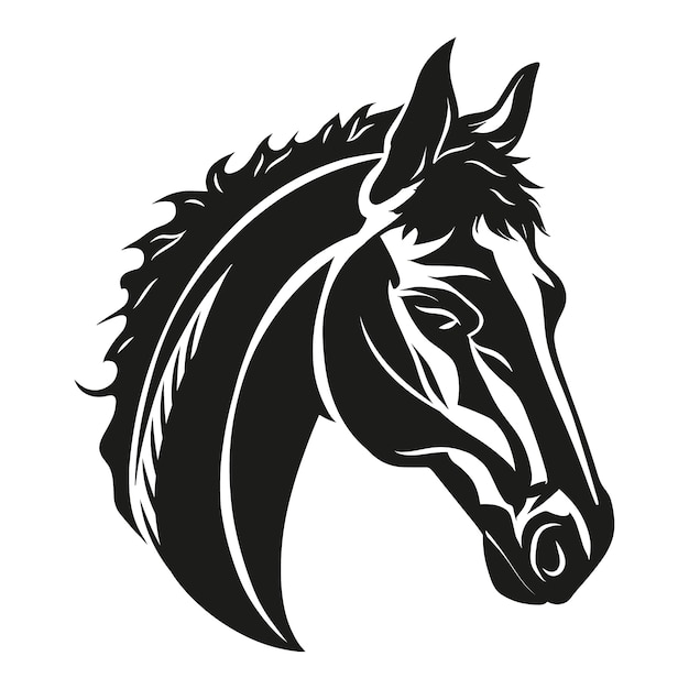 Hand getekend paard hoofd silhouet