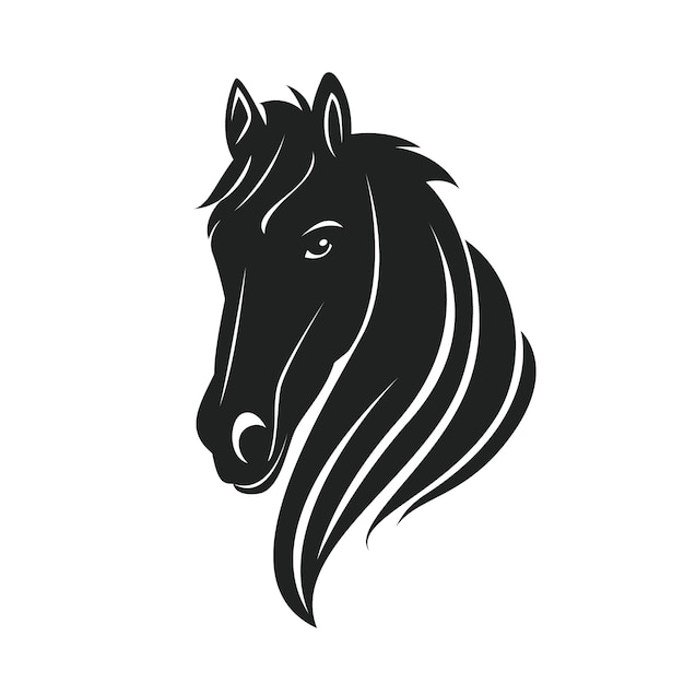 Gratis vector hand getekend paard hoofd silhouet