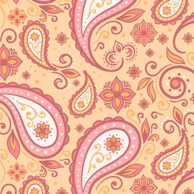 Gratis vector hand getekend paisley patroon ontwerp