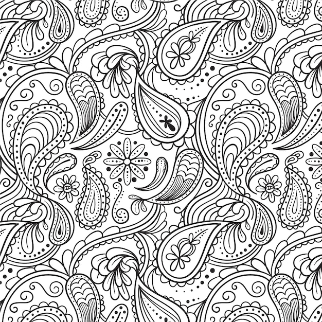 Gratis vector hand getekend paisley patroon ontwerp