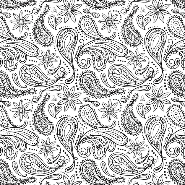 Hand getekend paisley patroon ontwerp