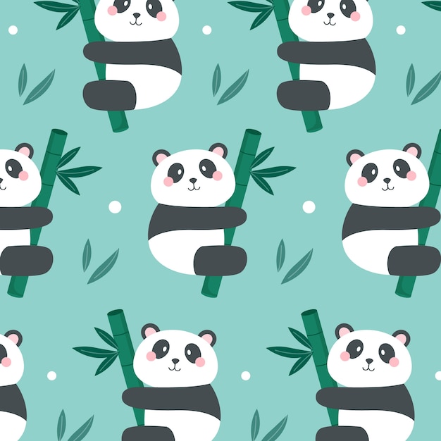 Gratis vector hand getekend panda patroon ontwerp