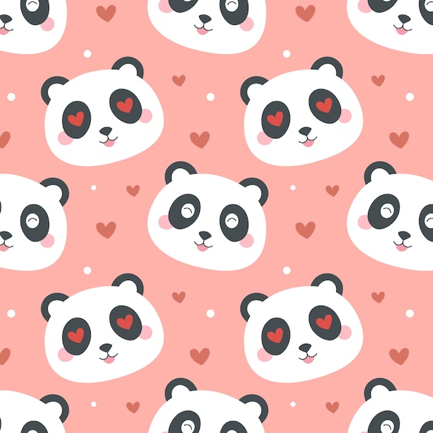 Gratis vector hand getekend panda patroon ontwerp