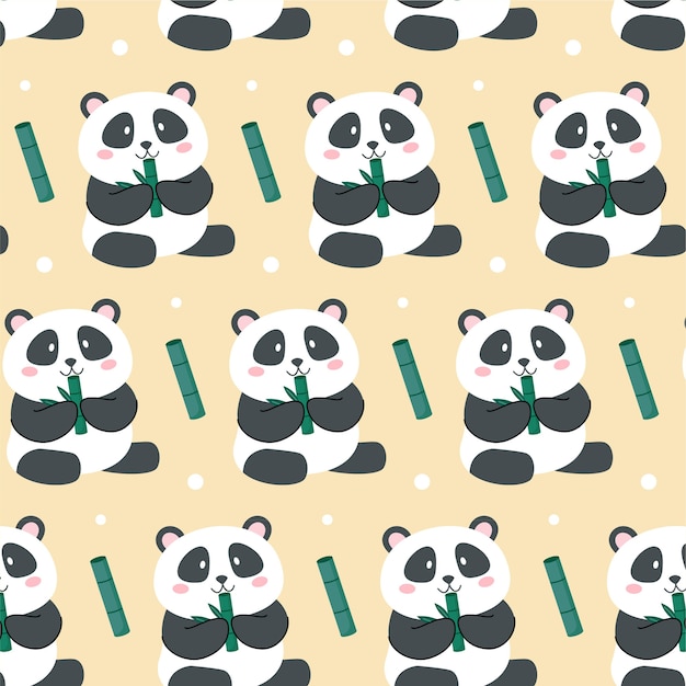 Gratis vector hand getekend panda patroon ontwerp